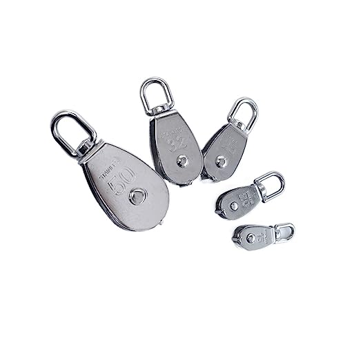 1 PCS Stainless Steel Pulley M15/M20/M25/M32/M50 Single Wheel Rotary Lifting Rope Pulley Fishing Net Block Lifting Wheel Lifting Tool(M25)
