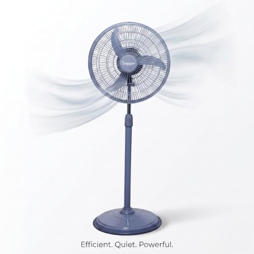Image of Fogger Electric Pedestal Stand Fan, Blue, Silent Operation, High Air Delivery, 2 Year Warranty