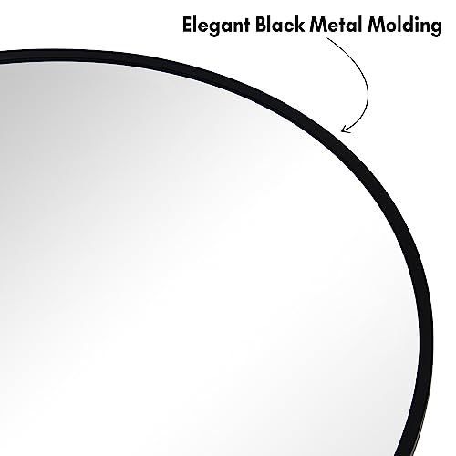 Americanflat 80 cm Aluminium Framed Black Round Mirror for Wall - Circle Mirror for Bedroom, Entryway, and Living Room Wall Decor - Black Bathroom Mirror with Hanging Hardware Included