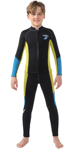 2 piezas para niños y niñas: chaqueta de neopreno con mangas largas de 2.5 mm y pantalones, conjunto para surf, buceo, snorkel y deportes acuáticos miniatura 1