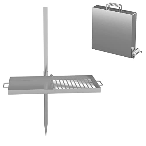 24" Folding Campfire Grill, Stuffygreenus Stainless Steel Camp Fire Grill With Folding Grill Design, Adjustable Fire Pit Grill Grate Over Fire Pit, For Versatile Campfire Cooking #TOP8