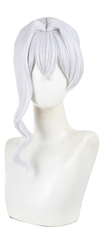 Silver White Braided Bun Wig for Women Vintage Princess Queen Cosplay Anime Hair Synthetic Coser Costume Wig with Bangs (Silver White)