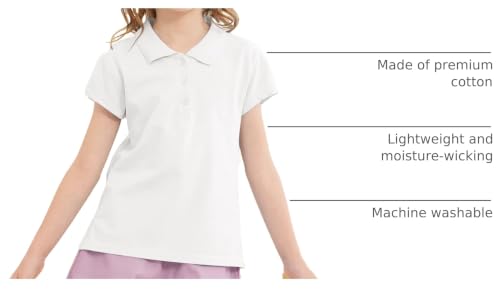 Image of OHD 3 Pack Girls Polo Shirt Cotton School Uniform Polo for Girls 3T-14 | Soft Cotton School Uniform for Girls, Tagless Polo for Daily and School Wear