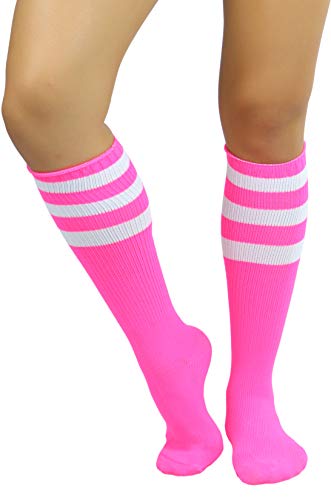 Image of ToBeInStyle Women's Premium Below Knee Athletic Socks w /Contrasting Wide Stripes