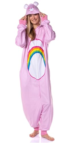 Mad Engine Care Bears Hooded Union Suit Footless Sleeper Costume Pajama For Men or Women (Cheer Bear Large/X-Large)