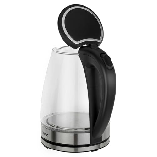 Tetera eléctrica 1.8L vidrio y acero 110V negro miniatura 2
