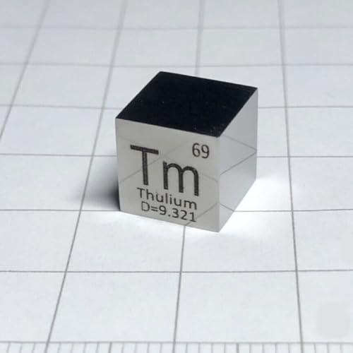 1 Piece 10mm Mirrorable Pure Thulium Metal Cube, 99.99% High Purity Carved Tm, for Rare Earth Element Specimen Collection Hobby, Classroom Demo, Science Fair and Lab Experiments Project