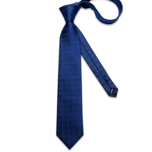 Image of DiBanGu Mens Silk Necktie Solid Color Tie and Pocket Square Cufflink Tie Clip Set Woven Plain Ties for Men Wedding Party