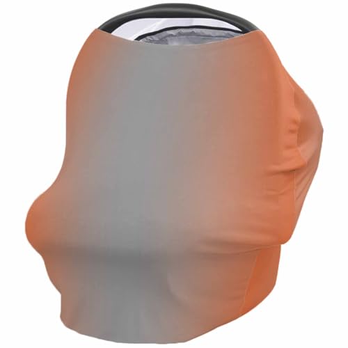 Nursing Cover for Breastfeeding Scarf, Orange Red Grey Gradient Baby Car Covers Super Soft Multi Use for Canopy Shopping Cart Cover Blanket Stroller Cover