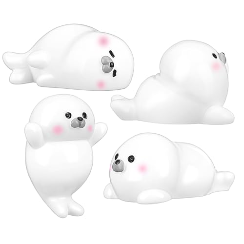 WEKADRIN 4 Piezas Figuras Miniatura de Resina Adorables Animales Marinos Pequeños para Decoración de Escritorio Estanterías y Micro Paisajes