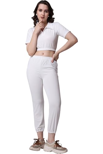 Image of POPWINGS Casual Solid Crop Top and Pencil Skirt Co-ord Set for Women | V-Neck Collared Half Sleeves Sleeveless Crop Top and Pencil Skirt Set | 2 Piece Set for Women Stylish Western