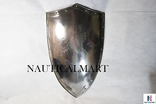 Full Size and Full Functional Knights Templar Suit of Armor - Shield Only Silver