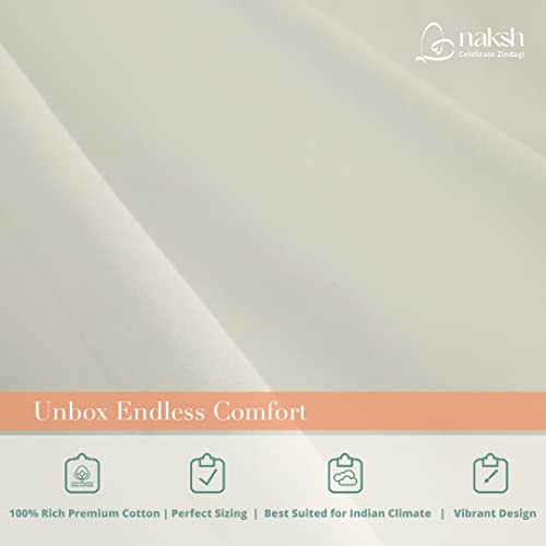 Image of NAKSH 210 TC Plain King Size Bedsheet Cotton Elastic Fitted 78 x 72, White | Ideal for Hospital, Hotel, Spa, & Home Use
