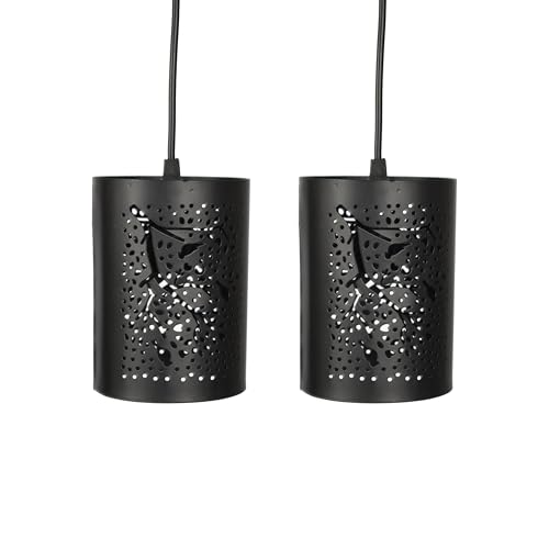 Image of BENE Jack Pendant Lamp, Mild Steel Indoor Chandelier Modern Hanging Lamp, E-27 Base Ceiling Hanging Light for Home Decor, Kitchen, Living Room, Bedroom, 10 cm (Black, Pack of 2 Pc)