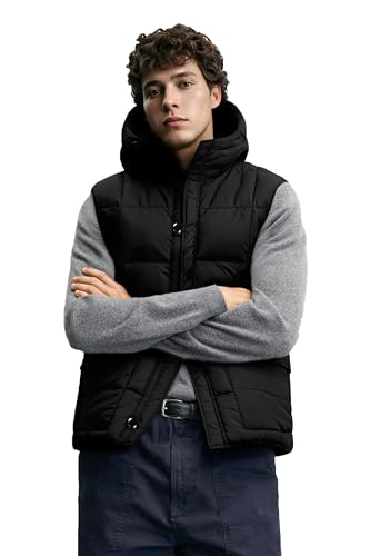 Image of MADHERO Men's Puffer Vest with Hood Water-Resistant Puffy Vests Outerwear Sleeveless Jacket