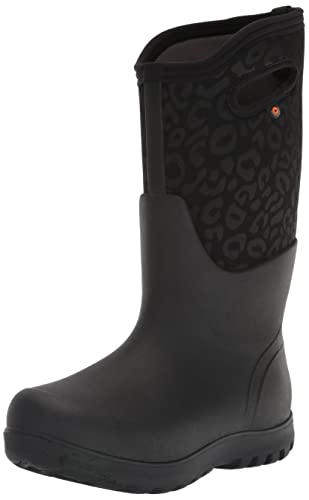BOGS Damen Womens Neo-Classic Boot Gummistiefel, Leopardenmuster, Schwarz, 37 EU