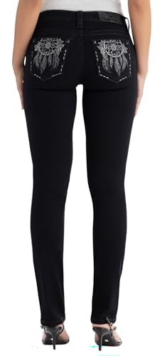 Miss Me Women's Midnight Dreamcatcher Mid Rise Straight Jeans