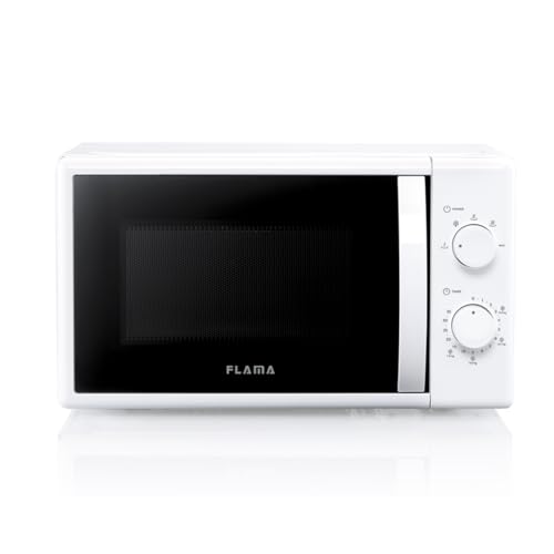 Flama Microondas Blanco 1824FL, 700W, Capacidad de 20L, 5 Programas Automáticos, Sencillo y Compacto, Control Manual, Fácil de Abrir