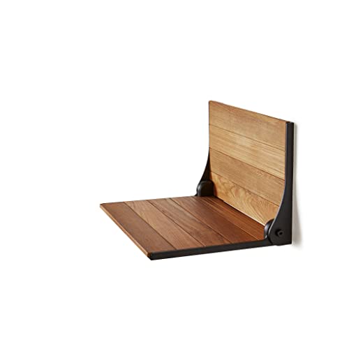 Seachrome Silhouette Natural Teak Wood Wall Mount Folding Shower Seat Bench with Matte Black Frame by Seachrome - Image 3