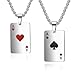 2 St&uuml;ck Necklace Men Edelstahl Silber Kette M&auml;nner Chain Halskette Herren Kette Schmuck Schmuck Stilvolle Accessoires f&uuml;r Hip Hop Rock Gothic Punk Stra&szlig;e Antisepsis Antioxidans (Herz Ass,Pik Ass)