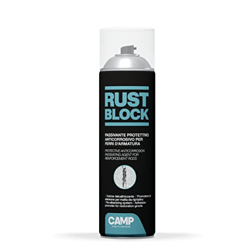 CAMP Rust Block Passivante - Protettivo Spray Per Ferri d'Armatura Anticorrosivo, Promuove l'Adesione per Malte e Crea una Barriera Protettiva - Pronto all'Uso, Indicato per Interni ed Esterni, 500ml
