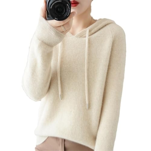 Image of Womens Cashmere with Pullovers,Winter Casual Knitting Hoodie Fashion Sweater,Fall Drawstring Thick Sweater