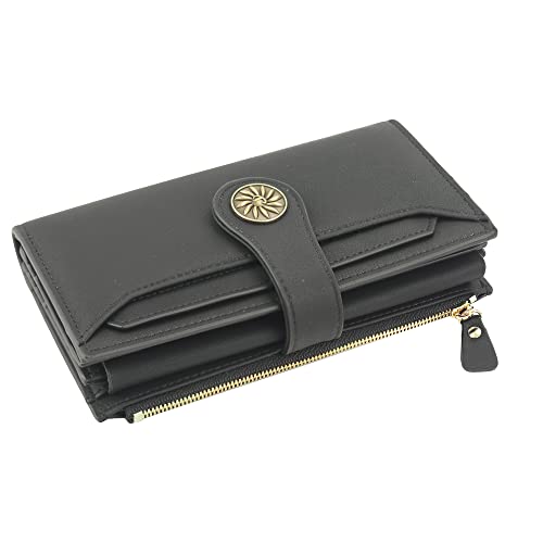 Travelambo Womens Rfid Blocking Large Capacity Luxury Waxed Genuine Leather Clutch Wallet Multi Card Organizer (Renapa Grey Light) #TOP4