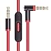 Produktbild Ersatz-Audiokabel mit integriertem Mikrofon und Steuerung + OEM-Ersatztasche aus Leder für Beats by Dr. Dre Kopfhörer Solo / Studio / Pro / Detox / Wireless / Mixr / Executive (rot)