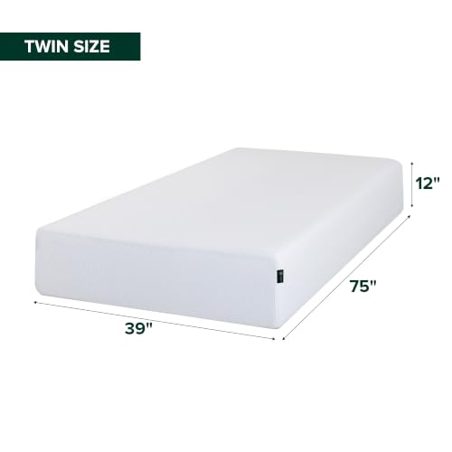 Image of Zinus 12 Inch Green Tea Cooling Memory Foam Mattress [New Version], Twin, Fiberglass Free, Medium Firmness, Cooling Gel Foam, Certified Safe Foams & Fabric, Mattress in A Box