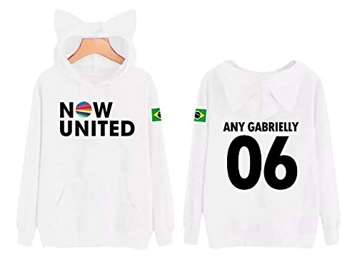 Moletom Infantil Now United Personalizado Any Gabrielly Capuz Orelhinha (14, Rosa)