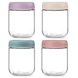 Gläser mit Deckel, 4 x 480 ml versiegelte Haferflocken-Gläser, Joghurtgläser, Vorratsgläser für Kaffeebohnen, Blumentee, Kekse, Marmeladen usw.