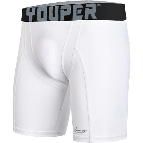 Youper Adult Athletic Supporter Underwear, Elite Compression Shorts w/Cup Pocket for Baseball & Football
