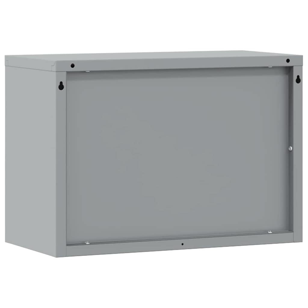 Szafa narzędziowa czarna i szara 50 x 25 x 35 cm z materiału drewnopochodnego i stali, szafka warsztatowa z szufladą, regał, półka i drzwi do garażu, piwnicy, warsztatu