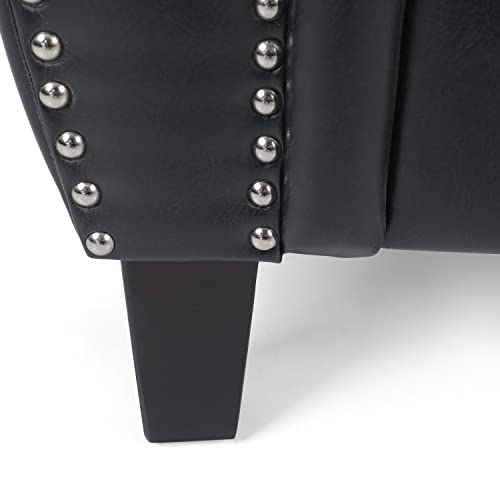Sillón contemporáneo de polipiel negro miniatura 6