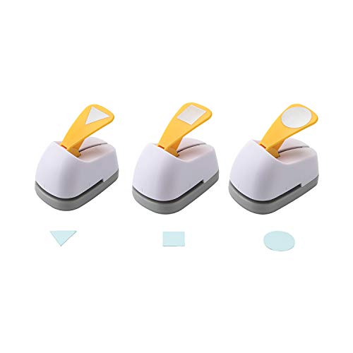 Craft Lever Punch Diy Handmade Craft Punch Paper Punch For Festival And Greeting Card Making Ten Shapes Choices (White 0.7X0.7Inch Square-1Inch Circle-0.75Inch Triangle) #TOP1