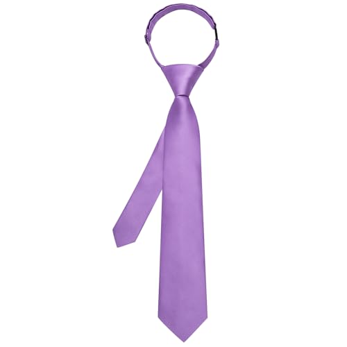 Image of Hi-Tie Pretied Boys Ties Solid Color Kids Adjustable Necktie Lapel Pin Clip Set Age 8-12 Wedding School Graduation