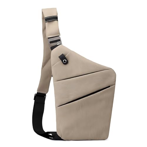 Anti Theft Travel Bag One Shoulder Large Capacity Cross-body Bag Chest Fashion Lightweight Sling Bags for Travel Sports (Left Shoulder Khaki)