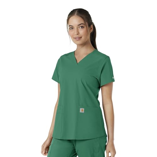 Carhartt Force Essentials Women's V-Neck Knit Panel Scrub Top, Hunter, 5XL - image 2