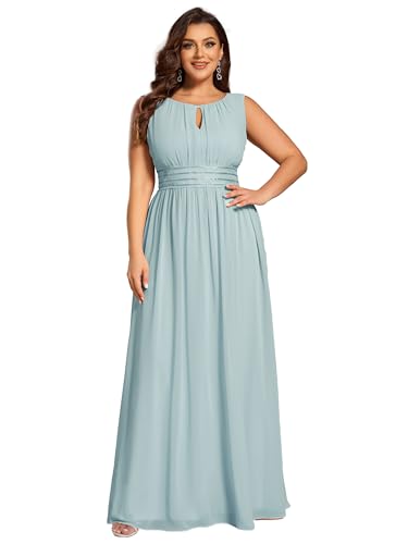 Image of Ever-Pretty Plus Women's Round Neck Sleeveless Empire Waist Maxi Plus Size Formal Gowns Bridesmaid Dresses