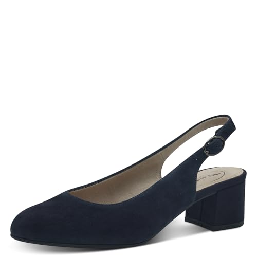 Tamaris Comfort Damen Slingpumps aus Leder Elegant, Blau (Navy Suede), 39 EU