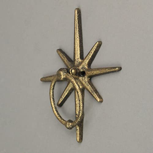 Zeckos DW71934 Timeless Splendor - Antique Gold Cast Iron Decorative Starburst Door Knocker thumb #4