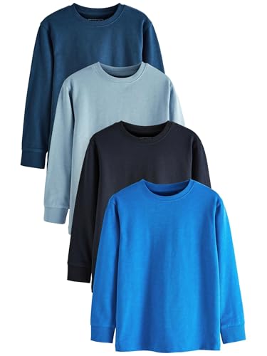 NEXT Gemütliche einfarbige Langarmshirts, 4er-Pack Blau 5 Jahre