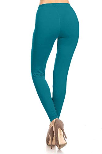 Image of Leggings Depot Women's High Waist Leggings Soft 1 inch Waistband Solid Pants - Regular, Plus, 1X3X, 3X5X