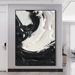 HIPWST Large Size Hotel Wall Decor Black White Abstract canvas wall Art Oil Painting Luxury Canvas Art home decor(80x120cm/Frameless)