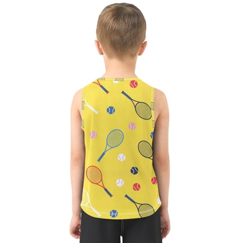 J JOYSAY Colorful Tennis Racket Boys Tank Top Sleeveless Muscle Shirts Quick Dry Active Sport Workout Kids T-Shirts 3-15T3