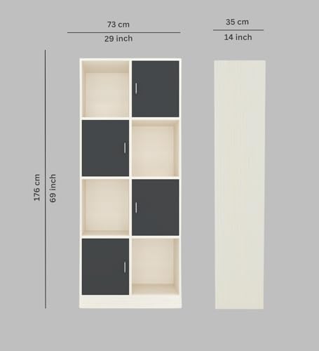 Image of SPECIALITY PANELS 8 Shelf Kitchen Cabinet | Multipurpose Wooden Storage Cupboard with Doors | Semi Open Pantry Organizer | Tall Space Saving Storage Unit for Kitchen Living Room Home | Display Rack