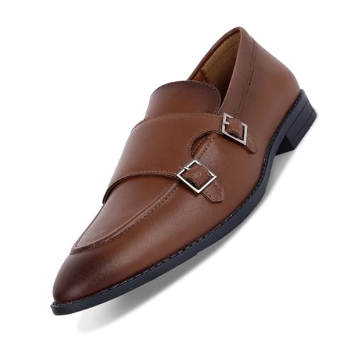 Image of LOUIS STITCH Double Monk Strap Shoes for Men | Slip-on Monk Style | Office Shoes for Men | Formal Shoe for Men Ideal for Business, Casual, Parties (LSRG FMBB)