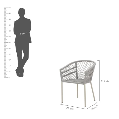 Image of Royaloak Genting Malaysian Aluminium Outdoor Chair | Hand Woven Rope Design | Curved Backrest with Anti-Slip Legs | Rust-Resistant Aluminium Frame | Modern Chairs for Garden, Terrace & Balcony