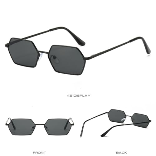 Small Punk Sunglasses Women Men Vintage Hexagon Metal Frame Luxury Female Uv4004