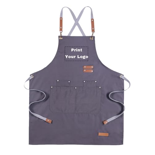 YOWESHOP Personlized Chef Apron Cross Back Apron with Adjustable Straps Canvas, Printing